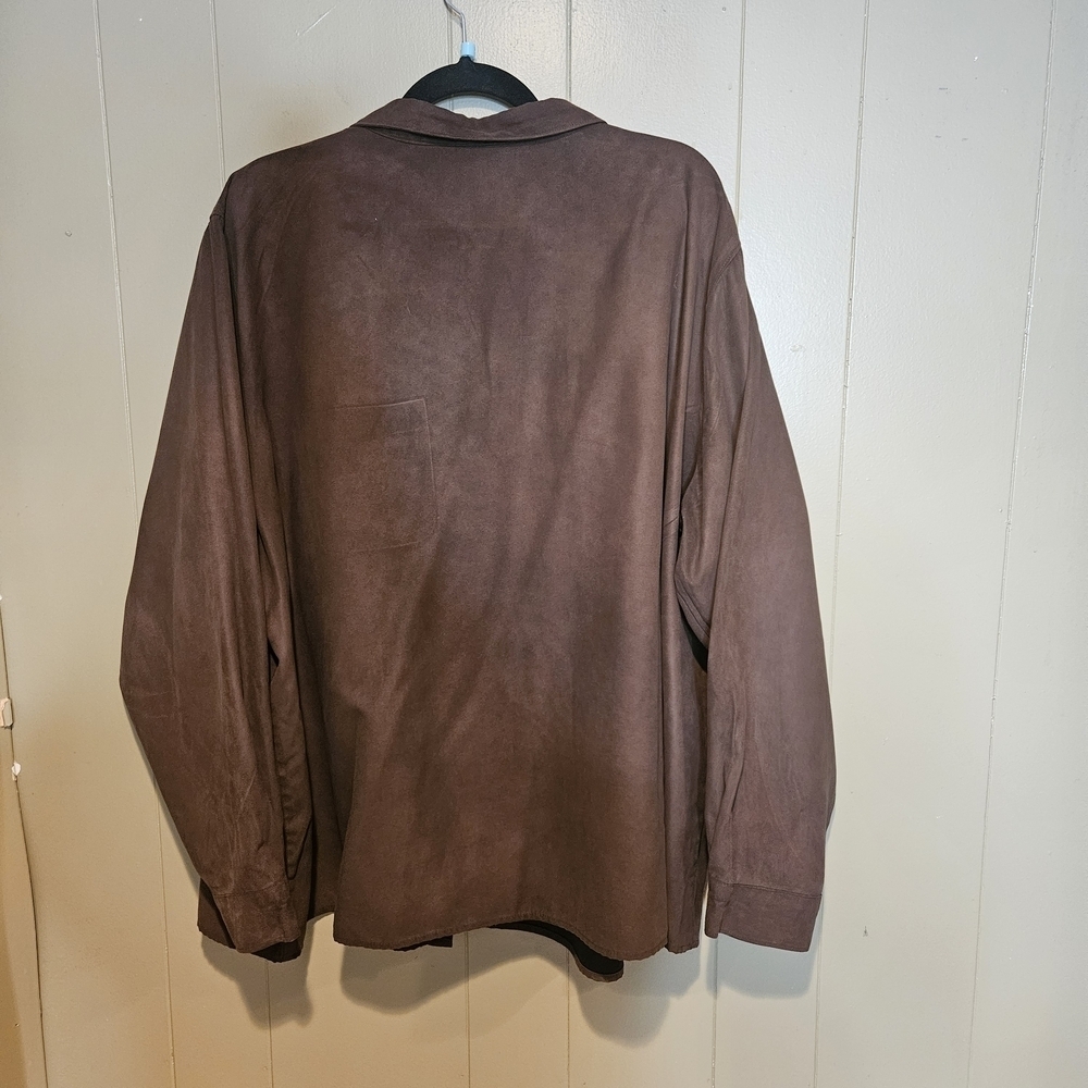 Venezia Jeans Women’s Brown Faux Suede Button-Up Shirt – Size 26/28 - Picture 2 of 4